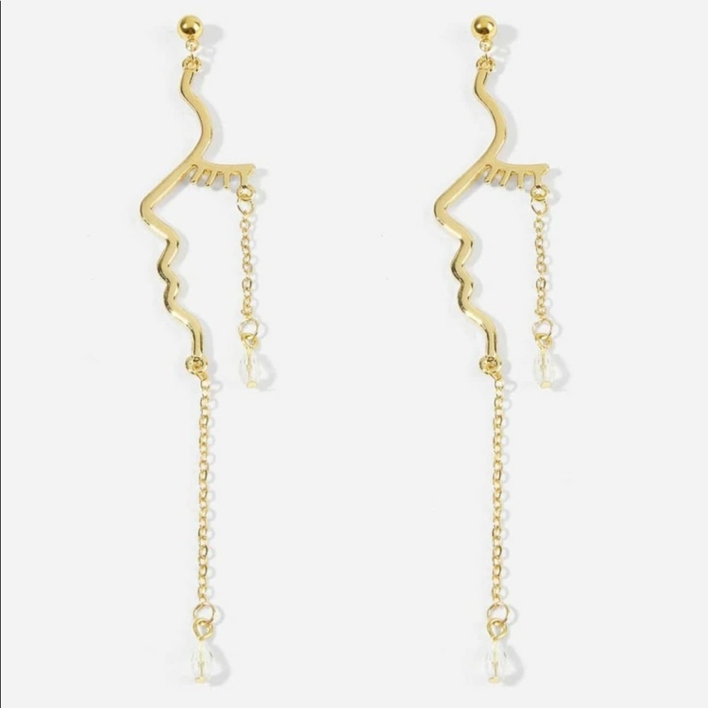 • Jezabel • Face Silhouette Chandelier Earrings - Picture 2 of 3